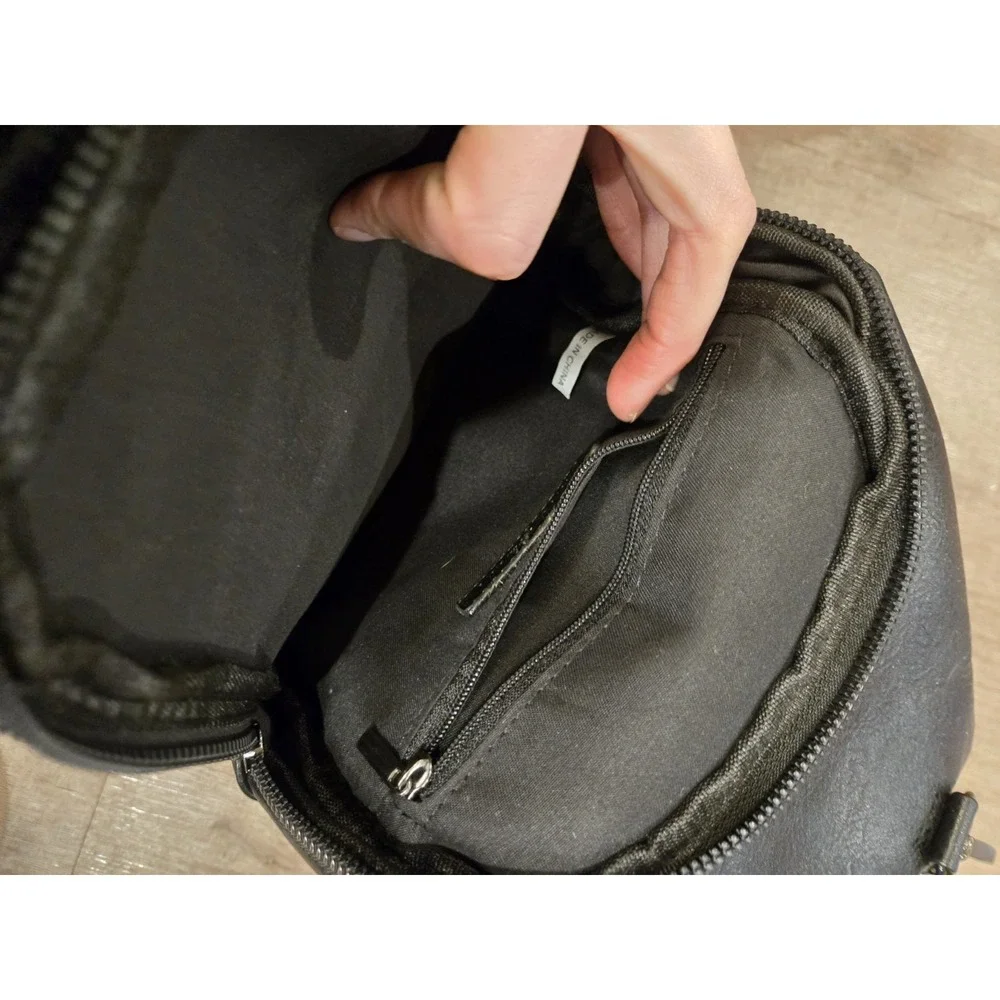 Sam & Hadley Guitar Strap Sling Bag‎ Black 4 Pockets Stud Embellishment Moto